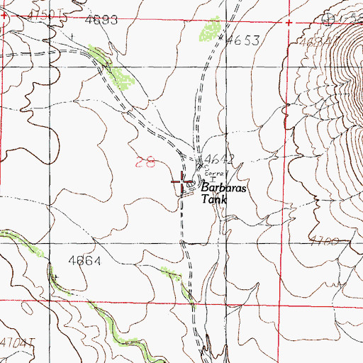 Topographic Map of Barbaras Tank, NM