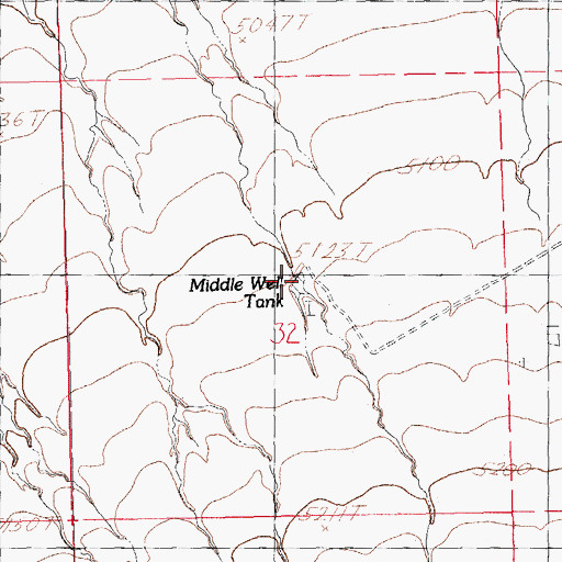 Topographic Map of Middle Well Tank, NM