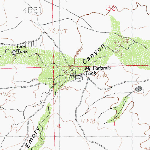 Topographic Map of McFarlands Tank, NM