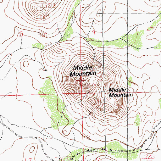 Topographic Map of Middle Mountain, NM