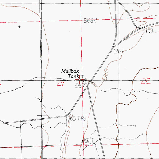 Topographic Map of Mailbox Tank, NM