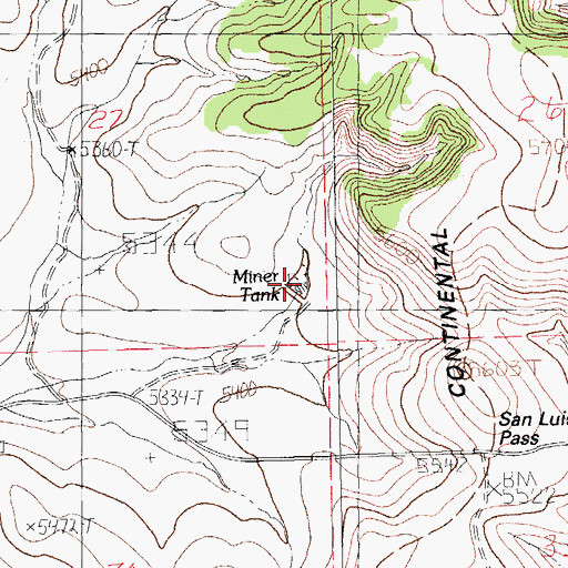 Topographic Map of Miner Tank, NM