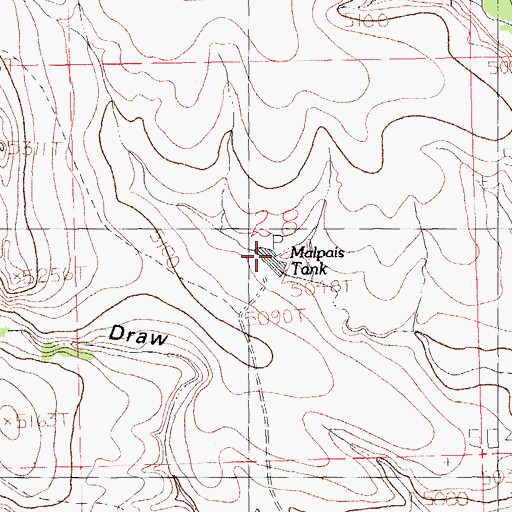 Topographic Map of Malpais Tank, NM