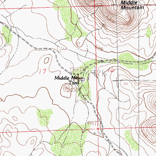 Topographic Map of Middle Mountain Tank, NM