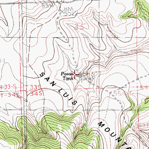 Topographic Map of Pasco Tank, NM