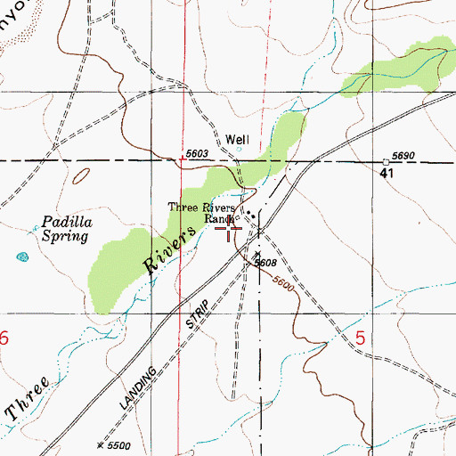 Topographic Map of Three Rivers Ranch, NM