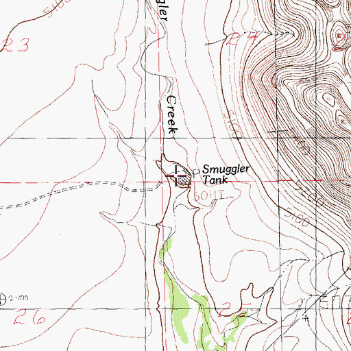 Topographic Map of Smuggler Tank, NM