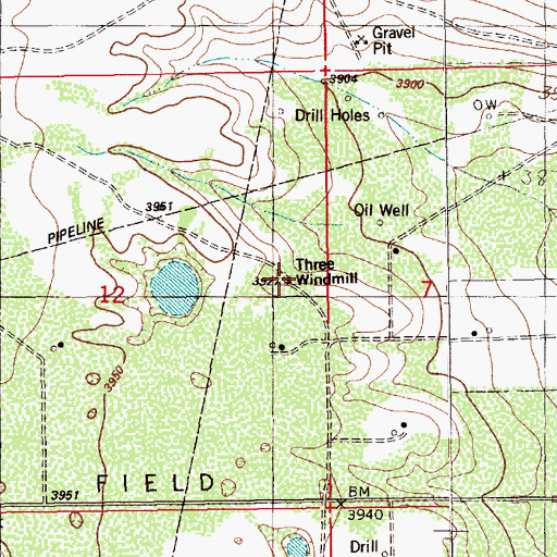 Topographic Map of Three Windmill, NM