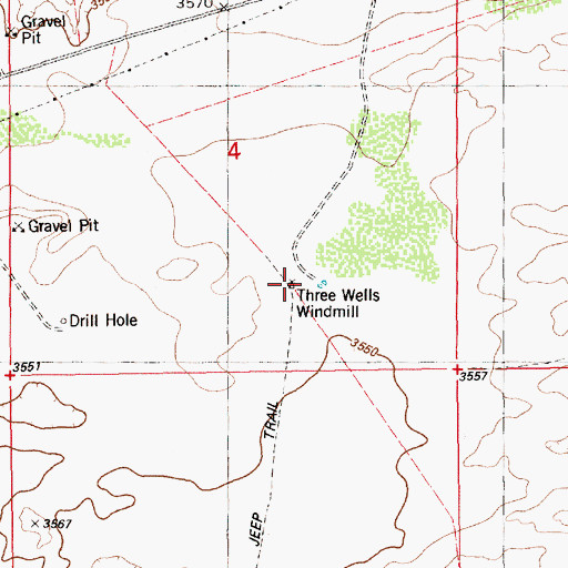 Topographic Map of Three Wells Windmill, NM