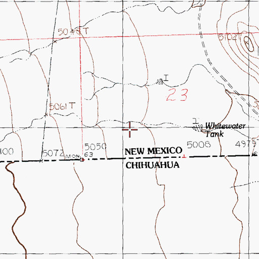 Topographic Map of Whitewater Tank, NM