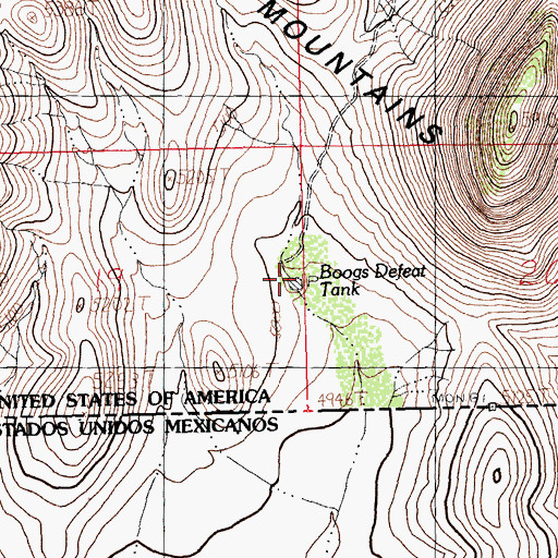 Topographic Map of Boogs Defeat Tank, NM