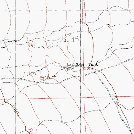 Topographic Map of Bass Tank, NM
