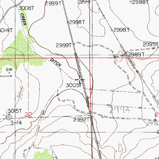 Topographic Map of Willow Creek Ditch, NM