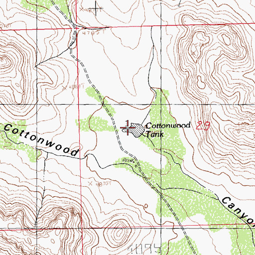 Topographic Map of Cottonwood Tank, NM