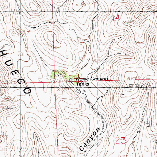 Topographic Map of Horse Canyon Tanks, NM