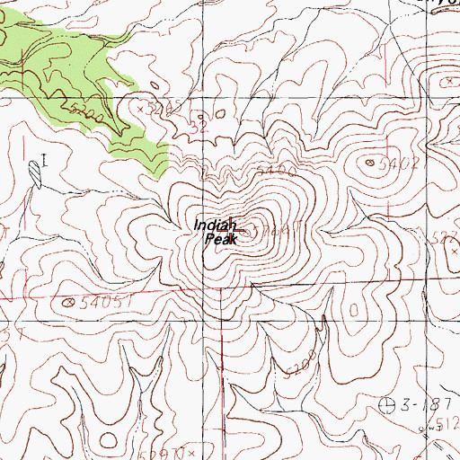 Topographic Map of Indian Peak, NM