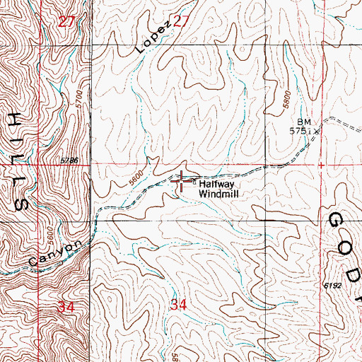 Topographic Map of Halfway Windmill, NM