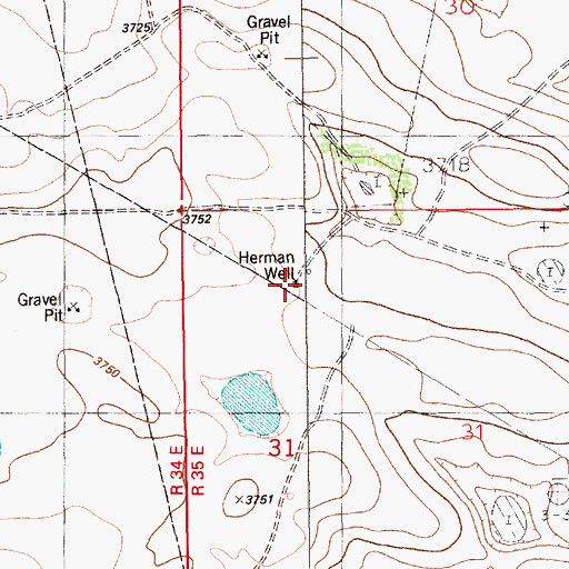 Topographic Map of Herman Well, NM
