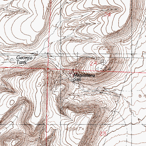 Topographic Map of Magdalena Gap, NM