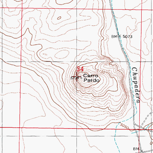 Topographic Map of Cerro Pardo, NM