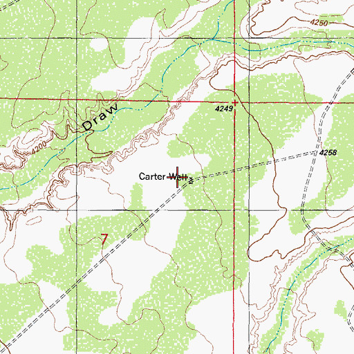Topographic Map of Carter Well, NM