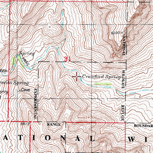 Topographic Map of Crawford Spring, NM