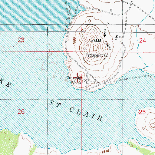 Topographic Map of Orizaba Mine, AZ