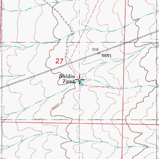 Topographic Map of Baldin Tank, NM