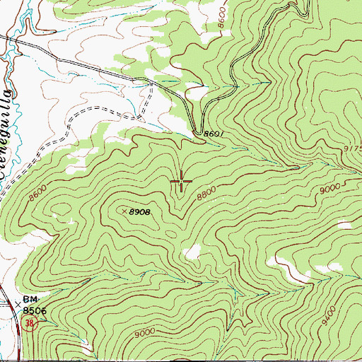 Topographic Map of Angel Fire Ski Area, NM