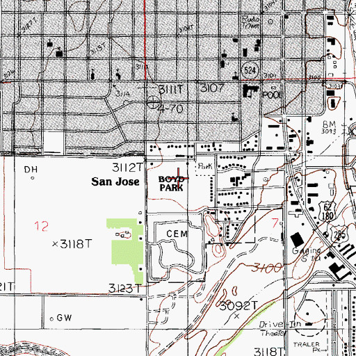 Topographic Map of Boyd Park, NM