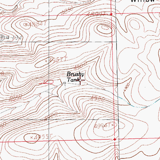 Topographic Map of Brushy Tank, NM