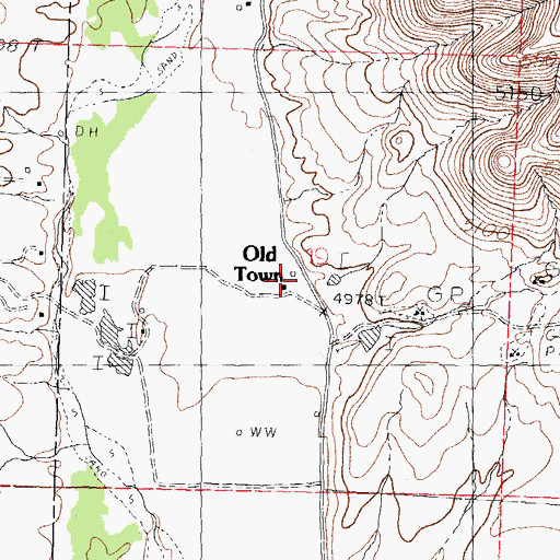 Topographic Map of Old Town, NM