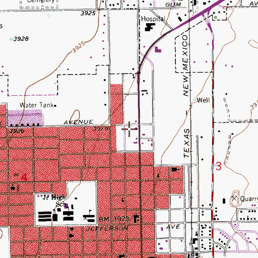 Topographic Map of Town and Country Shopping Center, NM