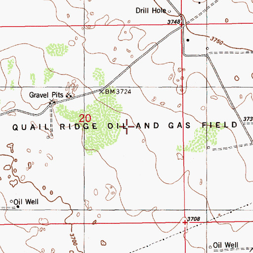 Topographic Map of Quail Ridge Oil and Gas Field, NM