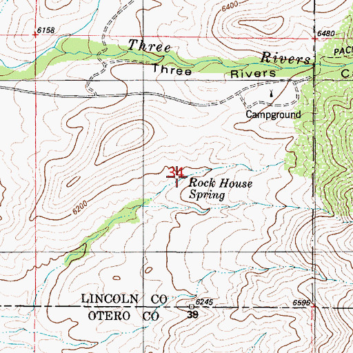Topographic Map of Rock House Spring, NM