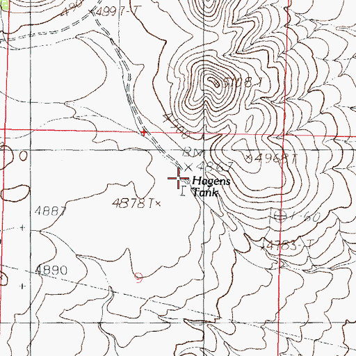 Topographic Map of Hagens Tank, NM