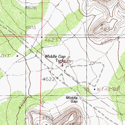 Topographic Map of Middle Gap Tanks, NM
