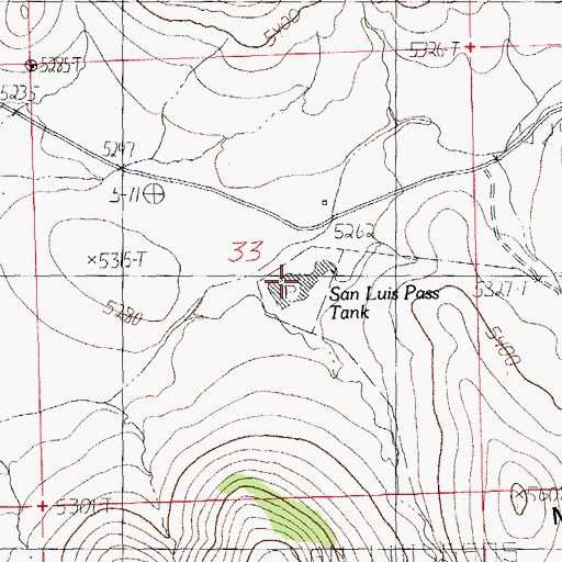 Topographic Map of San Luis Pass Tank, NM