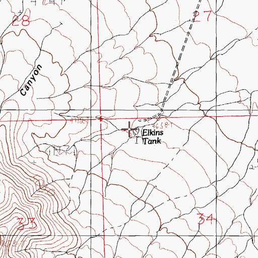 Topographic Map of Elkins Tank, NM