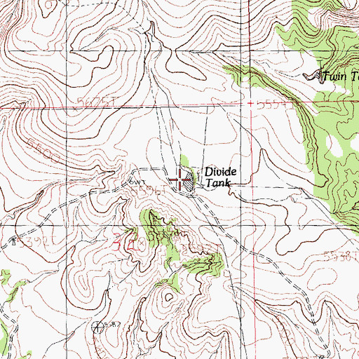 Topographic Map of Divide Tank, NM