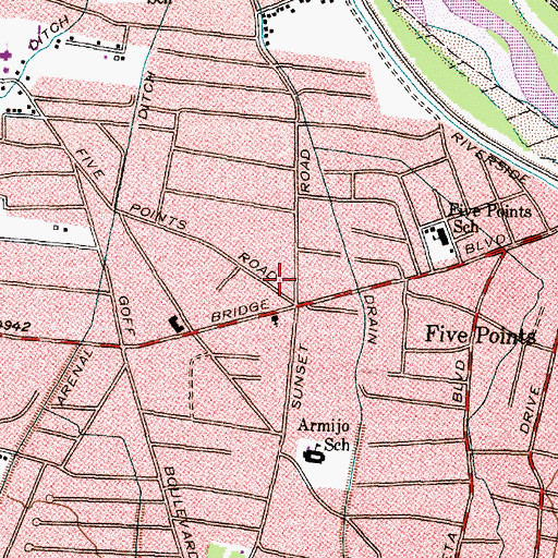 Topographic Map of Five Points Shopping Center, NM