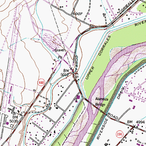 Topographic Map of Las Tiendas De Corrales Center, NM
