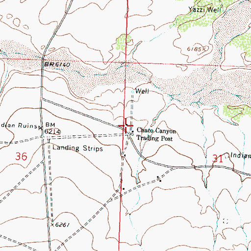 Topographic Map of Chaco Canyon Trading Post, NM