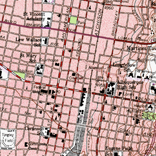 Topographic Map of First Plaza, NM