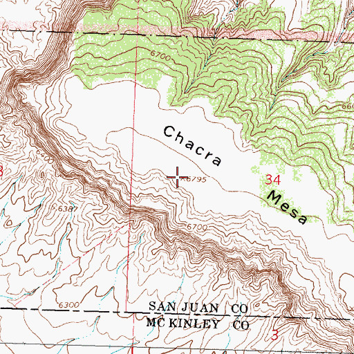 Topographic Map of Chacra Mesa, NM