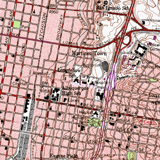 Topographic Map of Lovelace Medical Center, NM