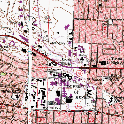 Topographic Map of University of New Mexico Hospital, NM