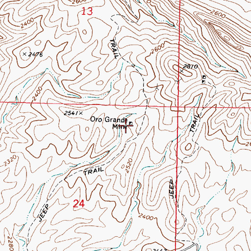 Topographic Map of Oro Grande Mine, AZ
