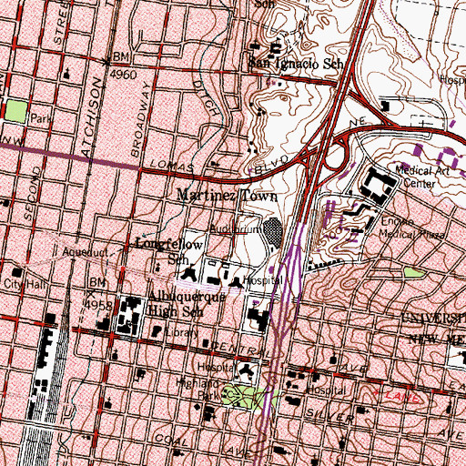 Topographic Map of Lovelace Rehabilitation Hospital, NM