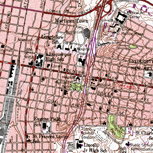 Topographic Map of Memorial Psychiatric Hospital (historical), NM